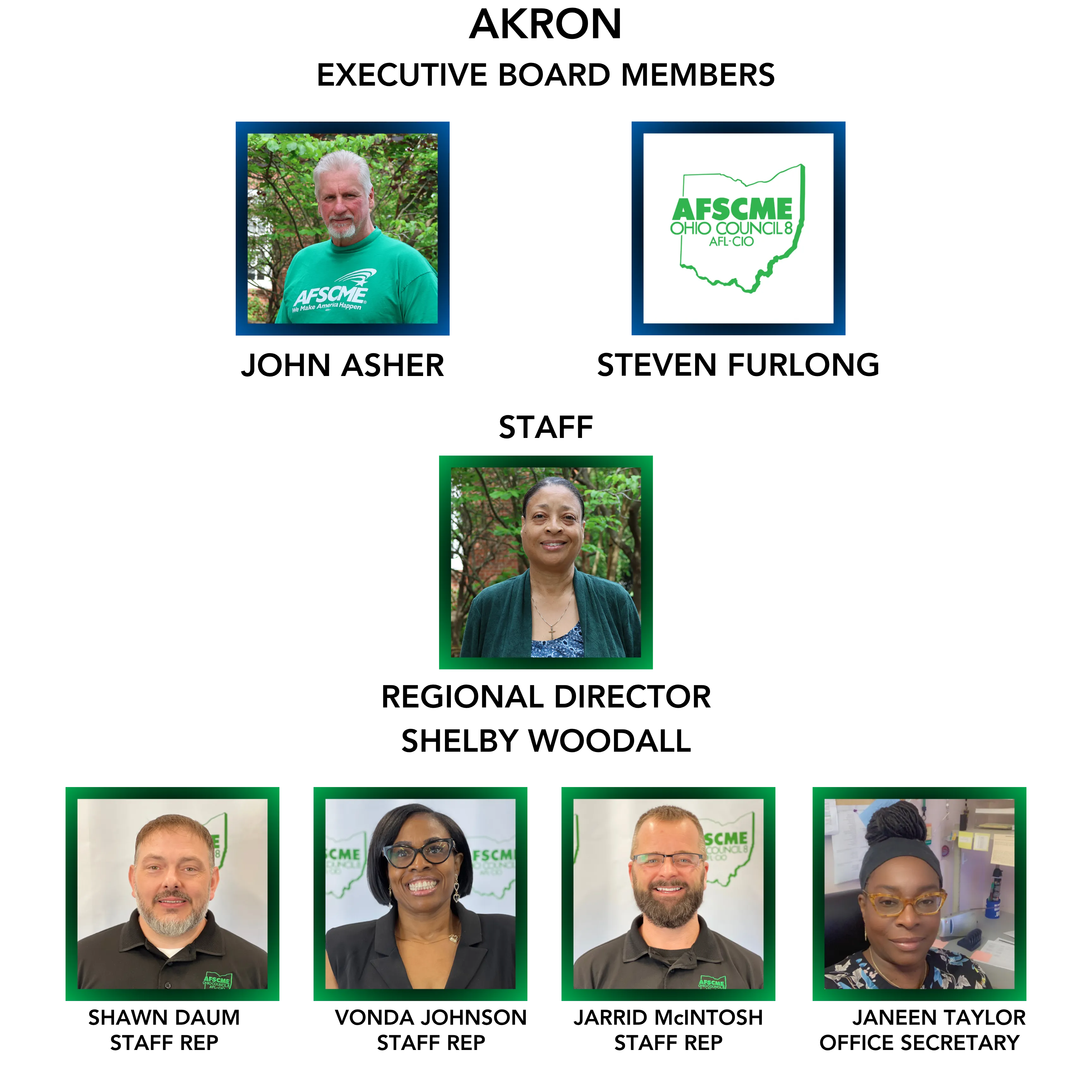 Photos of Akron Executive Board members and staff