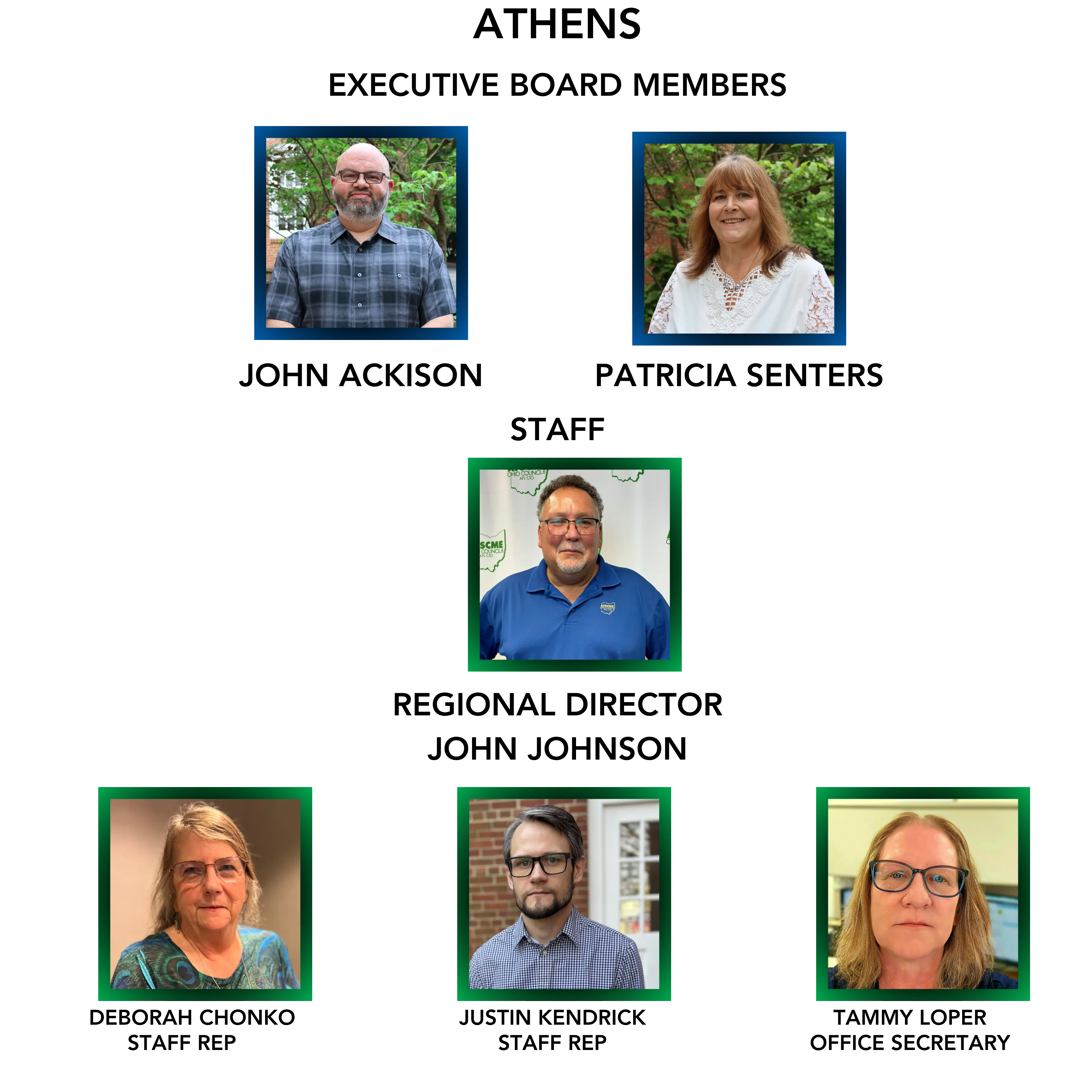 Photos of Athens regional board members and staff