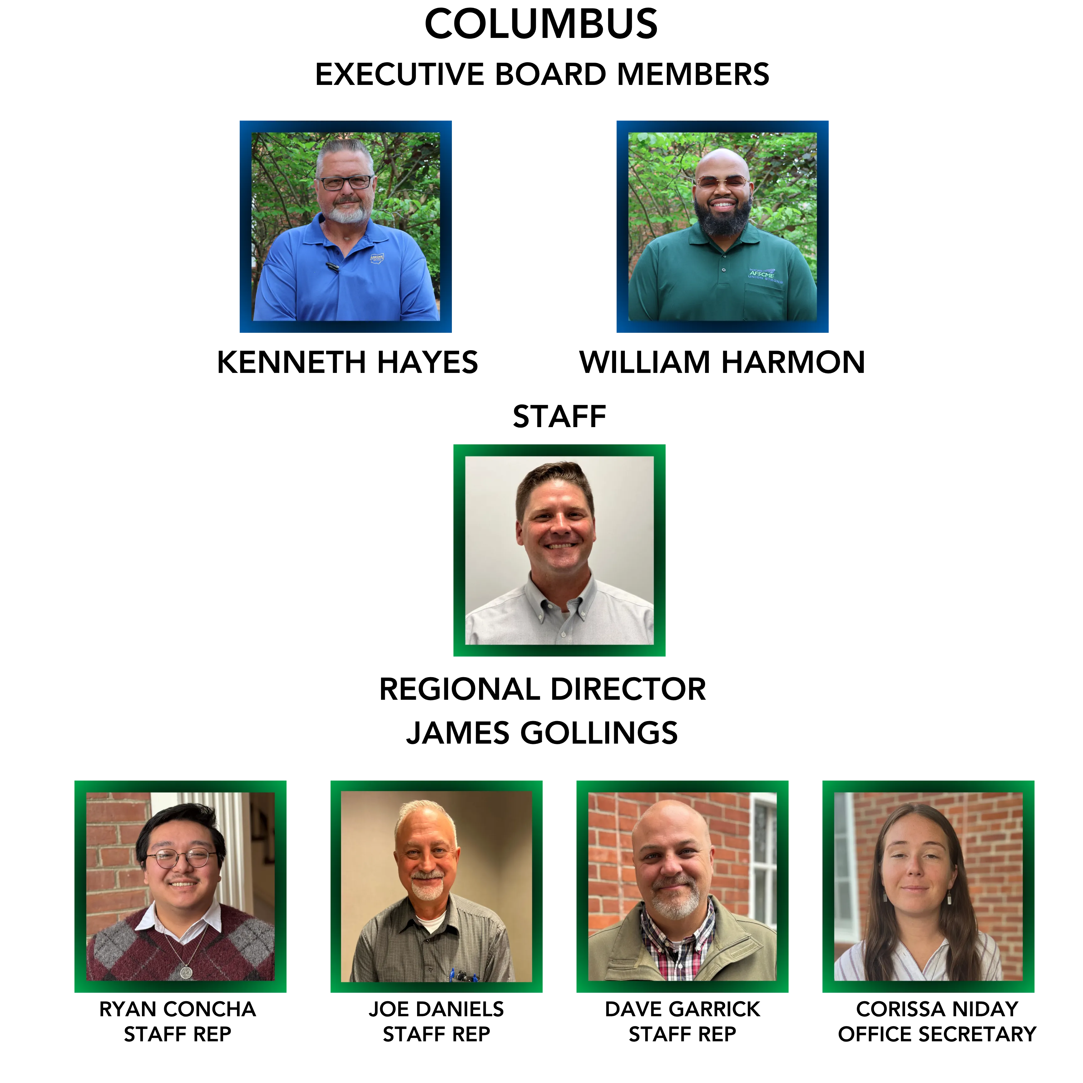 Photos of Columbus regional board and staff members