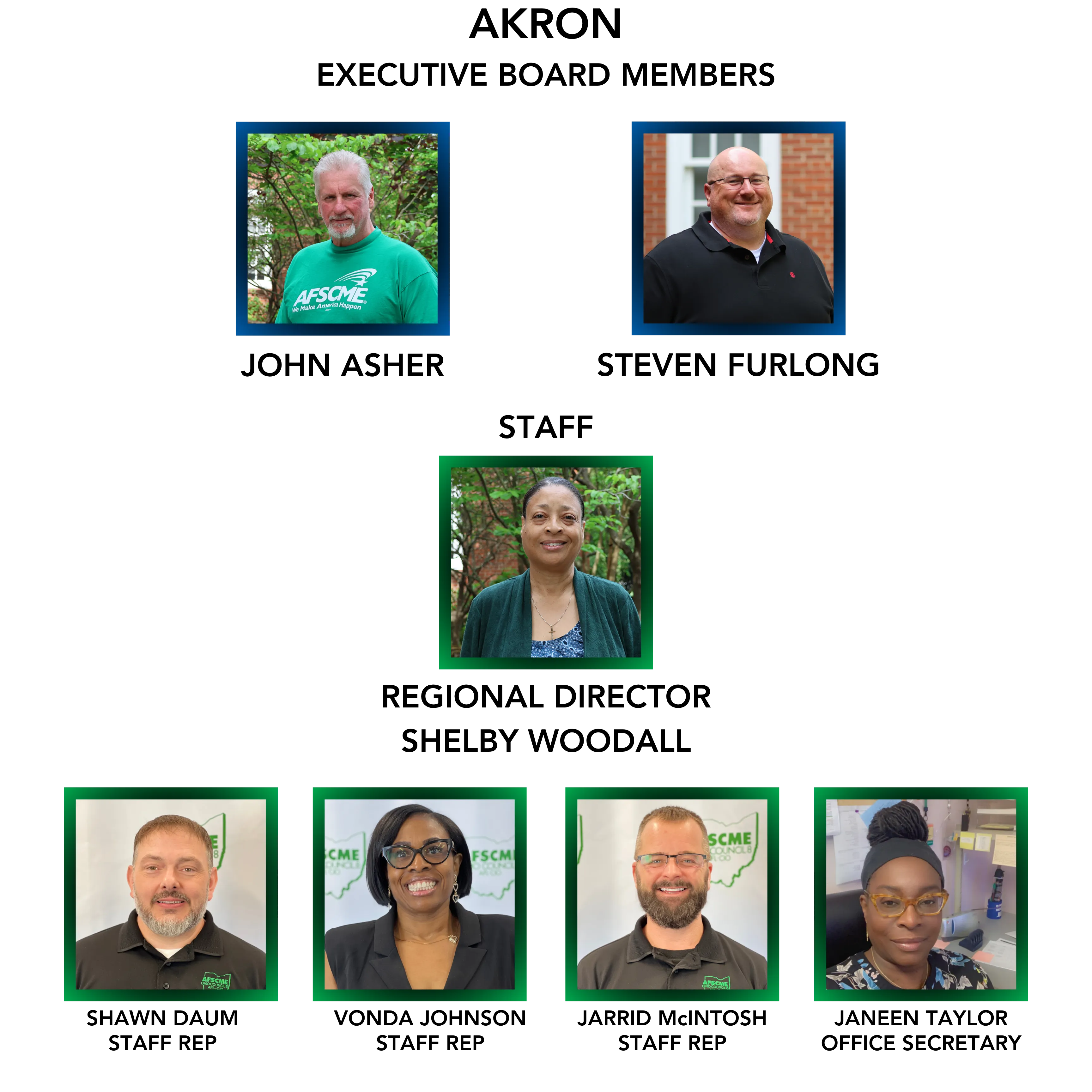 Photos of Akron Regional staff and executive board members