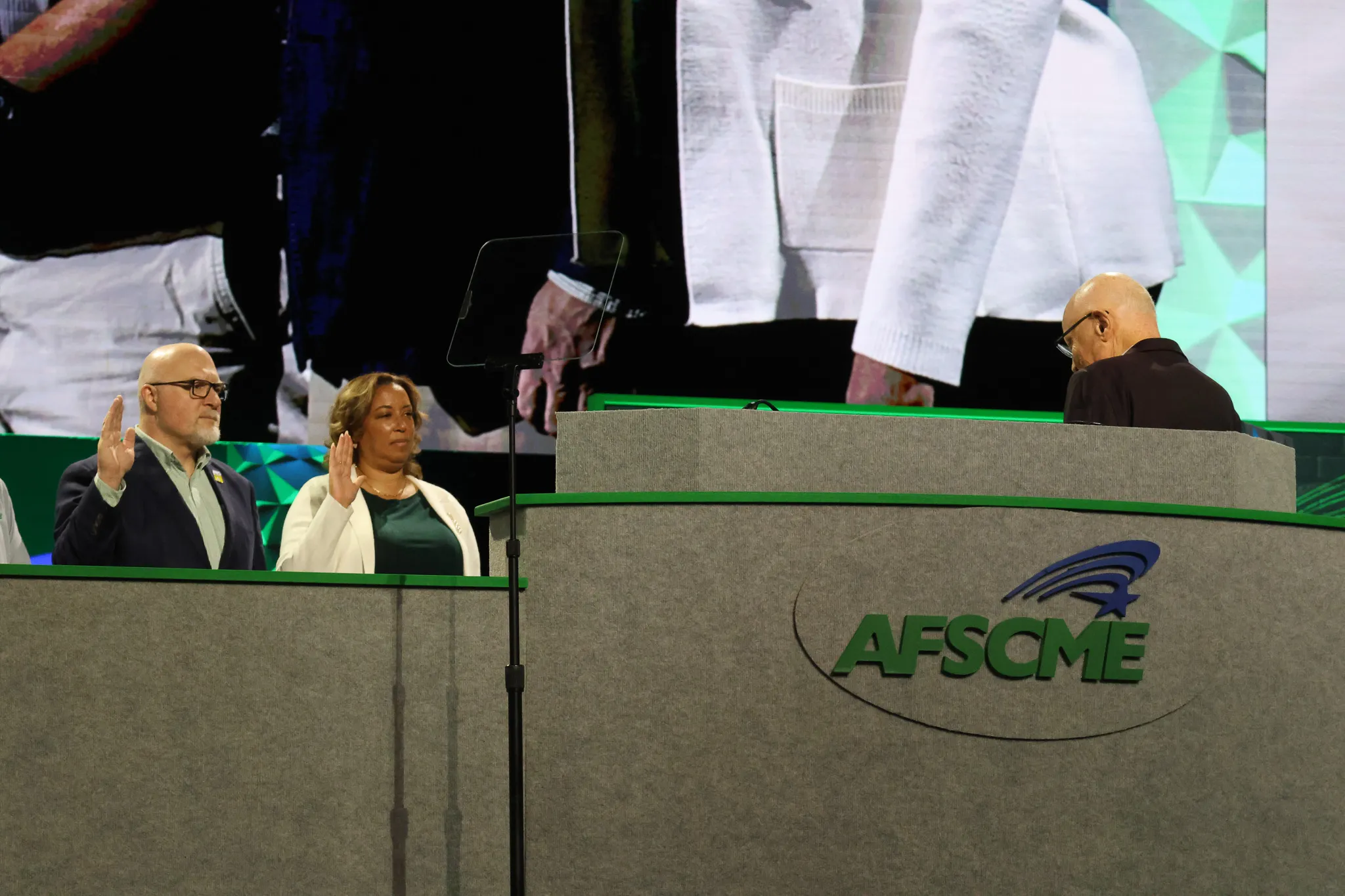 Swearing in ceremony of incoming AFSCME International President Patrick Moran and Secretary-Treasurer Nicole Pollard