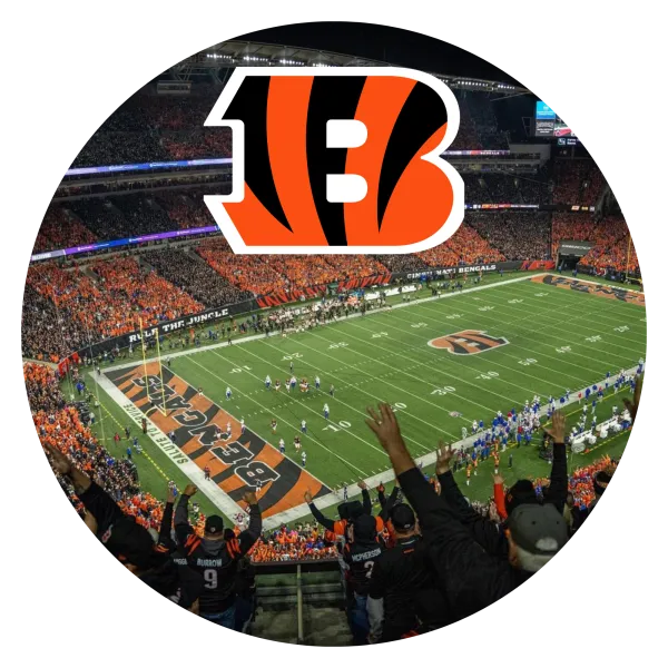 Photo of Cincinnati Bengals stadium with Bengals logo overlay